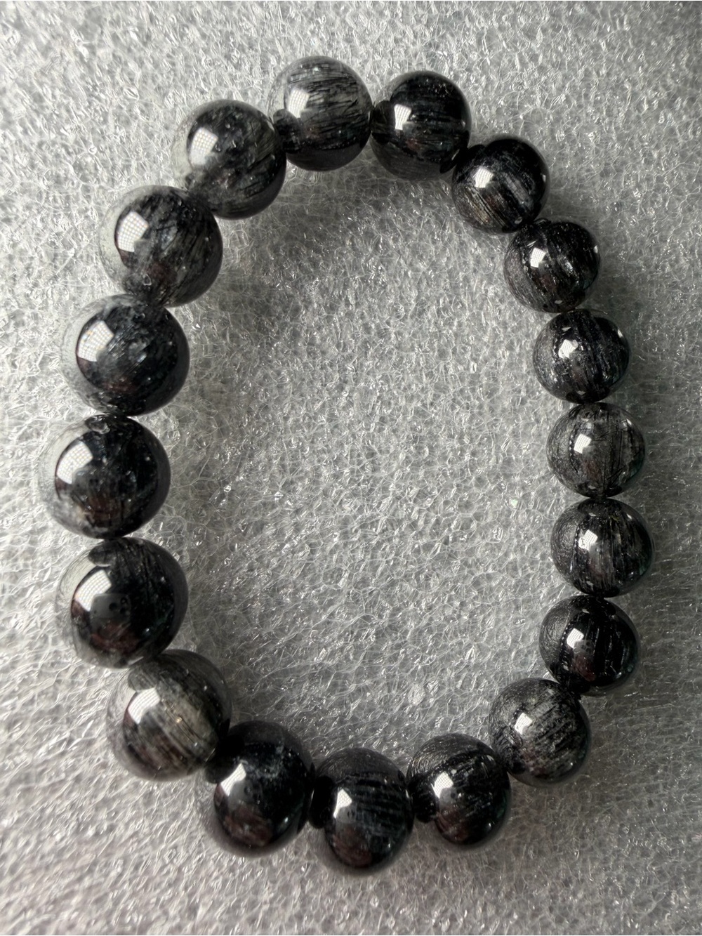 Gorgeous 11MM Same Direction Black Rutile Natural Crystal Bracelet